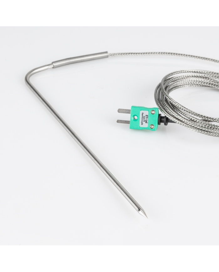 ETI Givare, termoelement typ K, insticksgivare med nål för ugn, 4 x 225mm med 2 meter flätad kabel i rostfritt stål