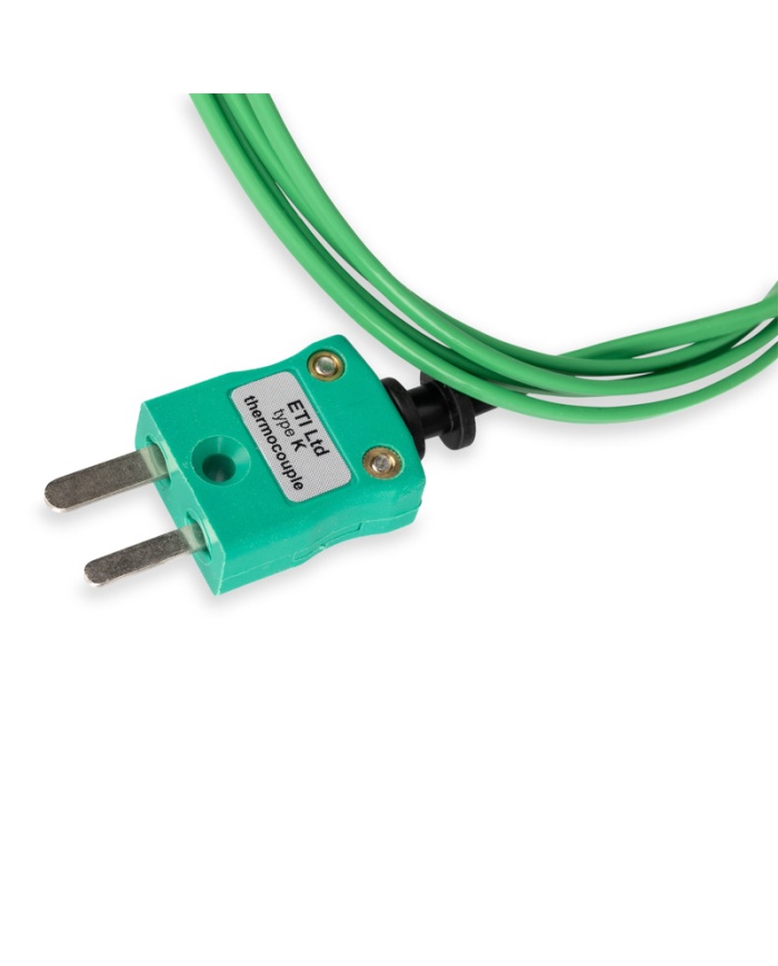 ETI Givare, termoelement typ K, insticksgivare, supersnabb med tunn nål, från Ø1,4 till Ø1mm spets och nållängd 50mm. 2 m kabel