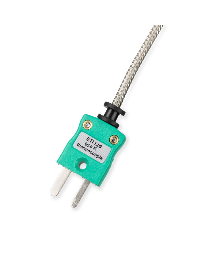 ETI Givare, termoelement typ K, snabb trådgivare Ø3mm, för höga lufttemperatur, t.ex. ugnar och värmeskåp, 1 meter värmetålig glasfiber-kabel