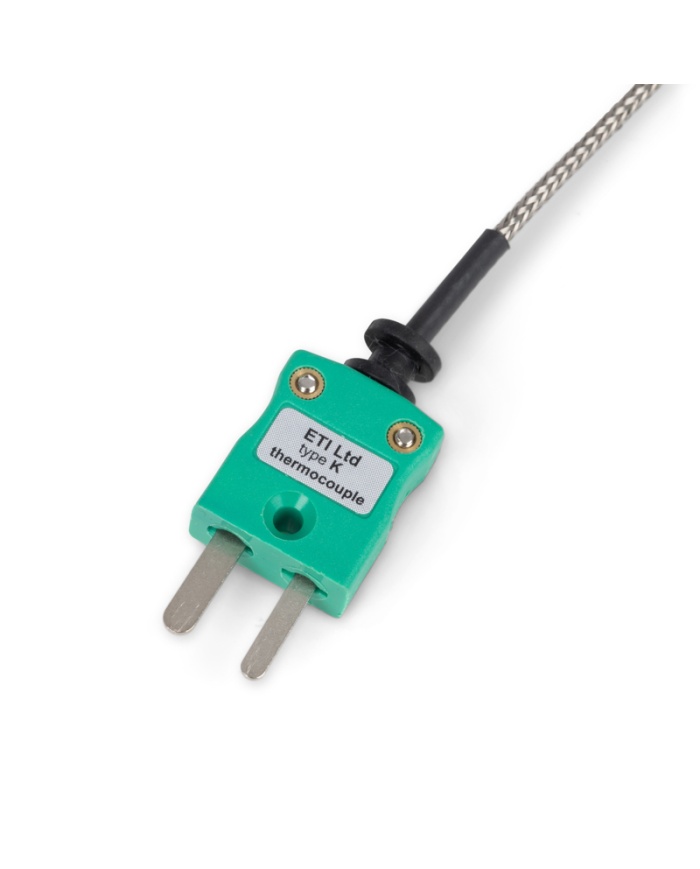 ETI Givare, termoelement typ K, trubbig givare 50mm, för höga temperaturer, flätad kabel, 2 meter