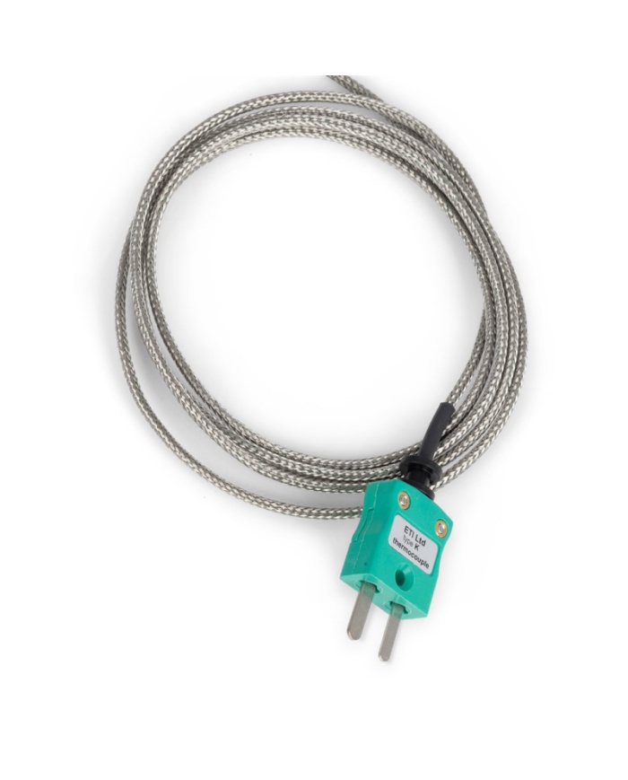ETI Givare, termoelement typ K, insticksgivare med nål Ø3.3 x 114mm, snabb respons, perfekt för rökar och grillar, 1,2 meter flätad glasfiber-kabel