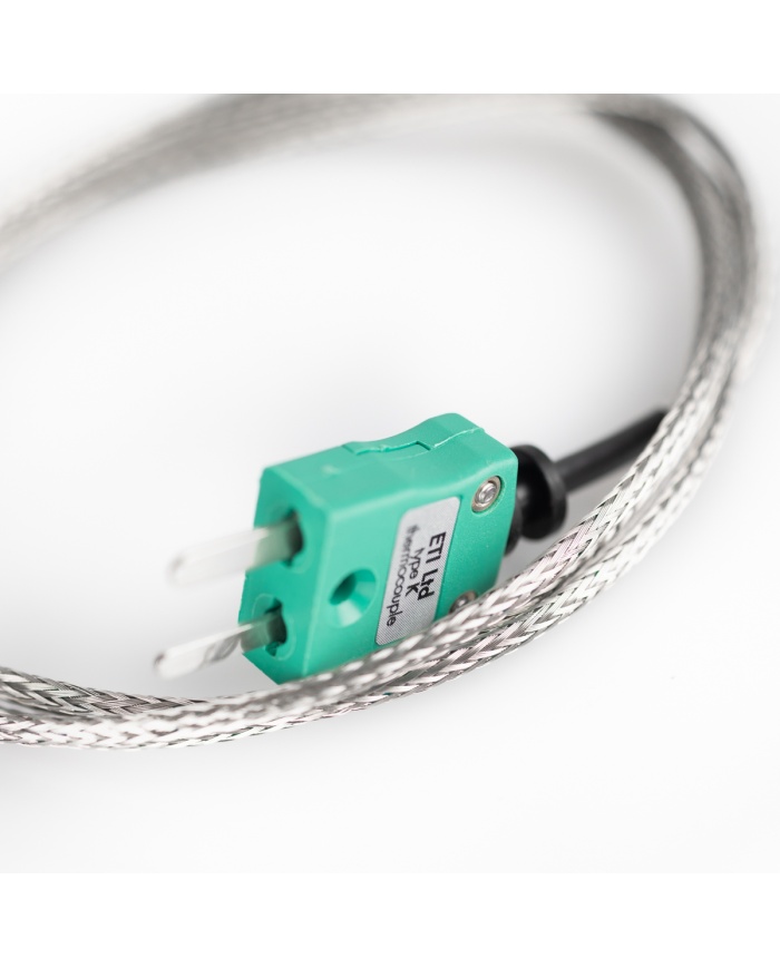 ETI Givare, termoelement typ K, ugnsgivare med rostfri klämma för ugnsfat. ETI Givare Ø3,5 x 50mm, 1,2 meter flätad kabel