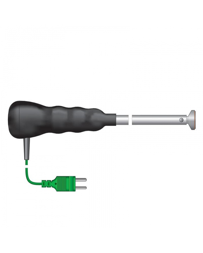 ETI Givare, termoelement typ K, ytgivare, rak, med kraftigt handtag, Ø19mm x 130mm. 1 meter PVC-kabel