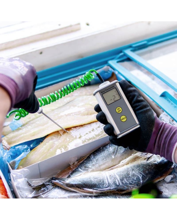 ETI Termometer CaterTemp® i tåligt metallhölje, inklusive permanent monterad NTC-termistor insticksgivare Ø3,3 x 130mm, kalibreringscertifikat