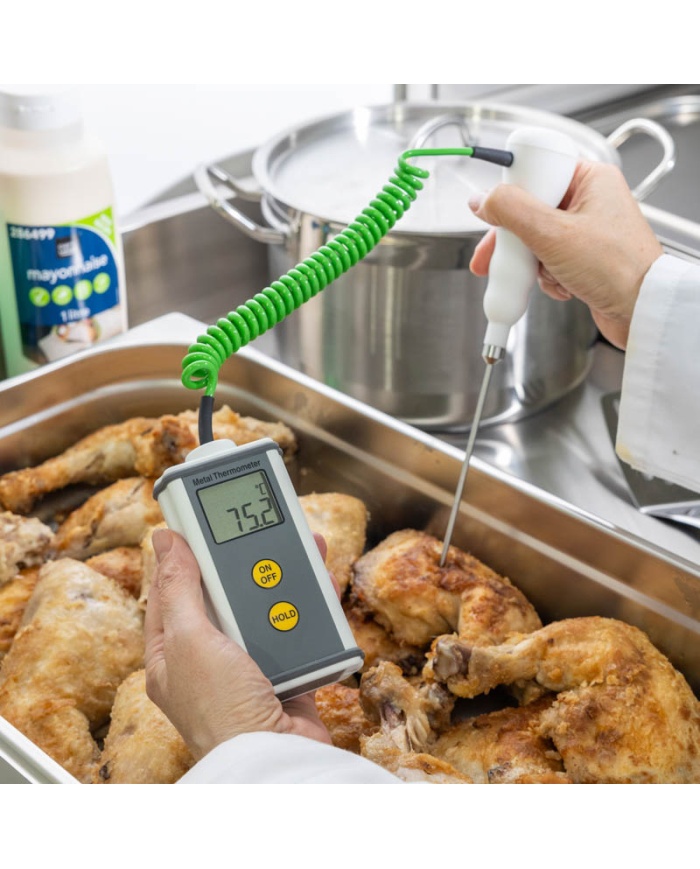 ETI Termometer CaterTemp® i tåligt metallhölje, inklusive permanent monterad NTC-termistor insticksgivare Ø3,3 x 130mm, kalibreringscertifikat