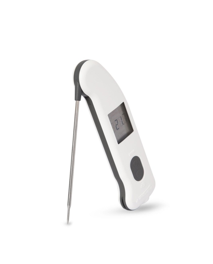 ETI Thermapen® IR-termometer. Kombinerad termometer för livsmedel med IR och utfällbar nålgivare. Kalibreringscertifikat