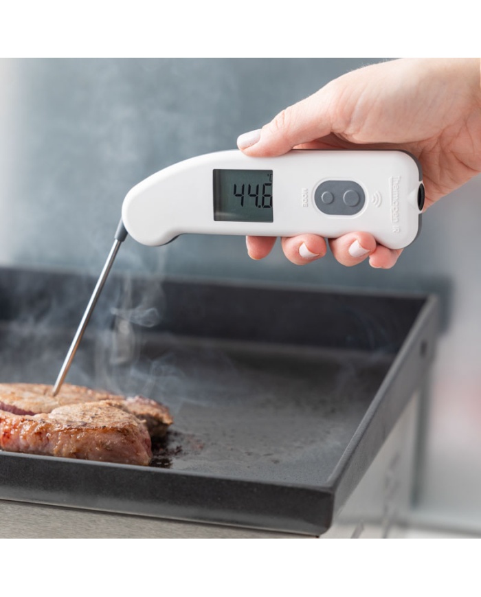 ETI Thermapen® IR-termometer. Kombinerad termometer för livsmedel med IR och utfällbar nålgivare. Kalibreringscertifikat