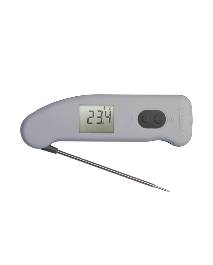 ETI Termometer Thermapen® IR Blue. Med utfällbar insticksgivare och yttemperatur med beröringsfri IR. Max och Min. Överföring av mätdata med Bluetooth.