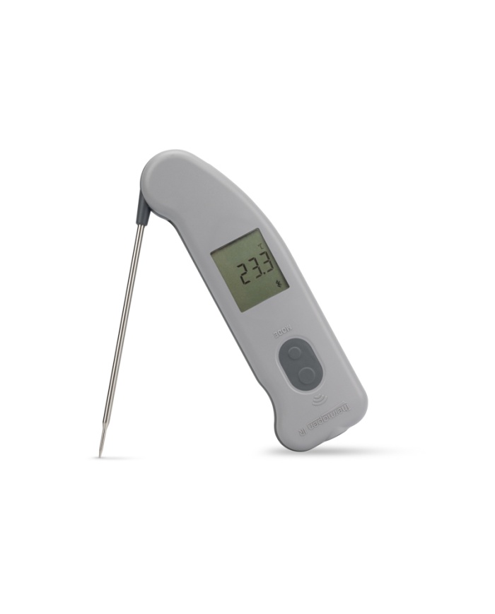 ETI Termometer Thermapen® IR Blue. Med utfällbar insticksgivare och yttemperatur med beröringsfri IR. Max och Min. Överföring av mätdata med Bluetooth.