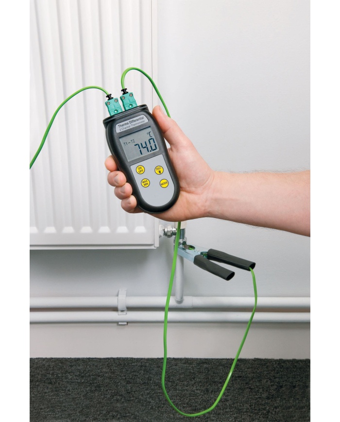 ETI Therma Differenstermometer. Mäter T1 och T2 samt T1-T2. Perfekt för värmetekniker. IP67