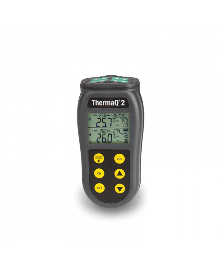 ETI Termometer ThermaQ® 2. Vattentålig och ställbara alarm. Med 4 st ingångar för temperatur Typ K.