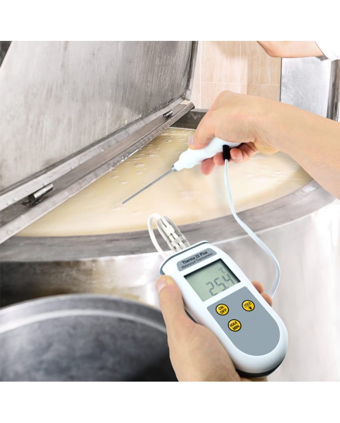 ETI Therma 22 Plus termometer. Kvalitetstermometer för både typ T och termistor-givare. Lumberg-kontakt. IP67. -199.9 till 400°C