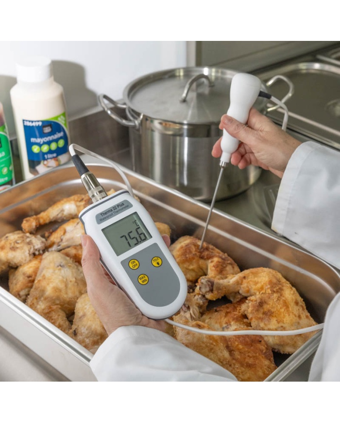 ETI Therma 22 Plus termometer. Kvalitetstermometer för både typ T och termistor-givare. Lumberg-kontakt. IP67. -199.9 till 400°C