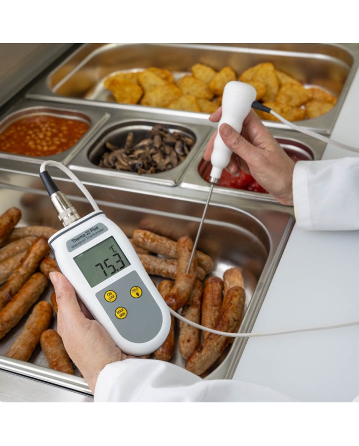 ETI Therma 22 Plus termometer. Kvalitetstermometer för både typ T och termistor-givare. Lumberg-kontakt. IP67. -199.9 till 400°C