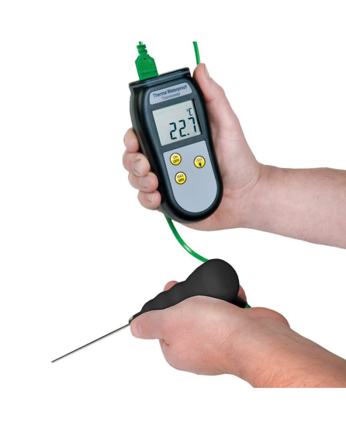 ETI Vattentät termometer för termoelement-givare typ K. IP67. Belyst display. -99.9 till 1370°C