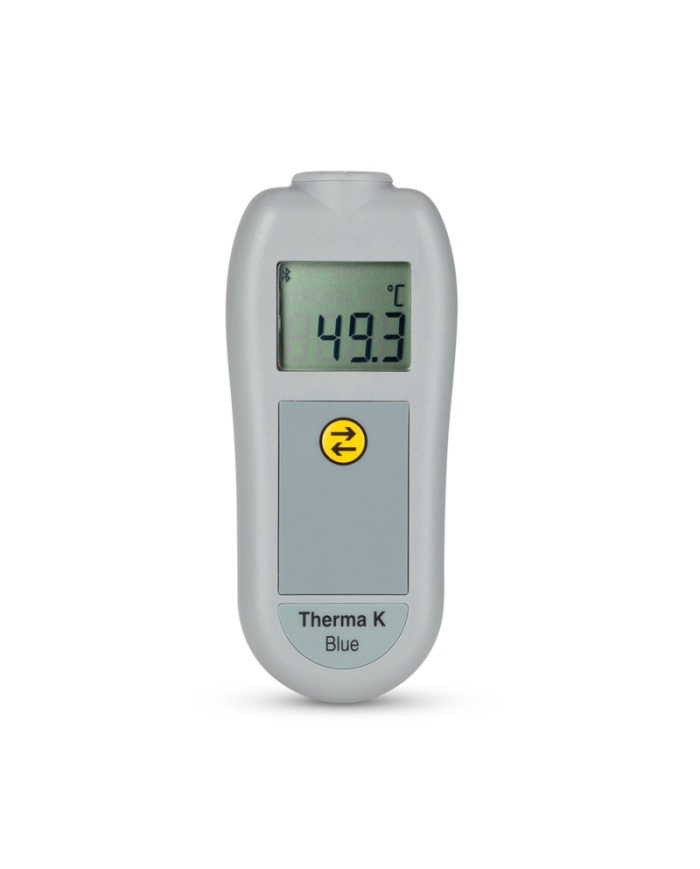ETI Termometer Therma® K Blue, temperaturöverföring med Bluetooth. För givare termoelement Typ K. Gratis app för mobiltelefon. Med kalibreringscertifikat.