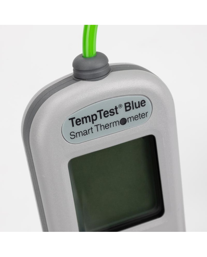 ETI TempTest® Bluetooth termometer. Med spiralkabel för direktmonterade givare utan kablar. Skickar mätdata trådlöst. SDK-kit finns som utvecklarverktyg. Roterande display. IP67.