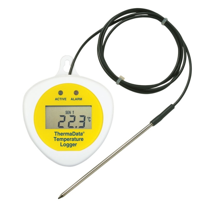 ETI ThermaData® TDF temperaturlogger. Med display. Extern nålgivare Ø3,3 x 100 mm. Visar om temperaturgränser uppnåtts. Anslutning via USB-C. Gratis mjukvara för rapport