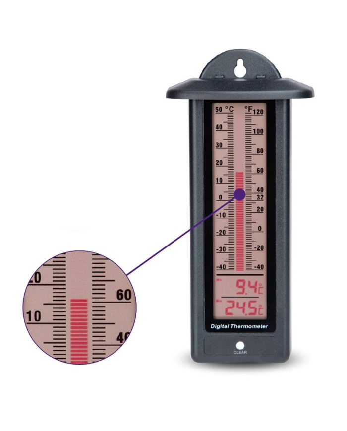 ETI Analog & digital rumstermometer med max/min-visning. Färg: svart