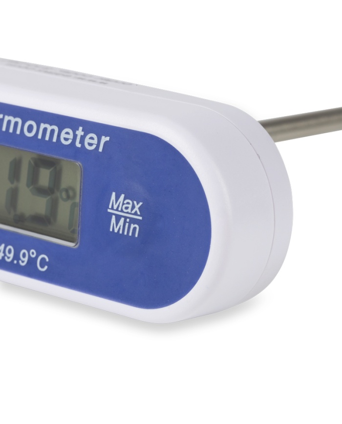 ETI Vattentät instickstermometer 300mm, med display riktad uppåt, med skydd och min- / maxvisning