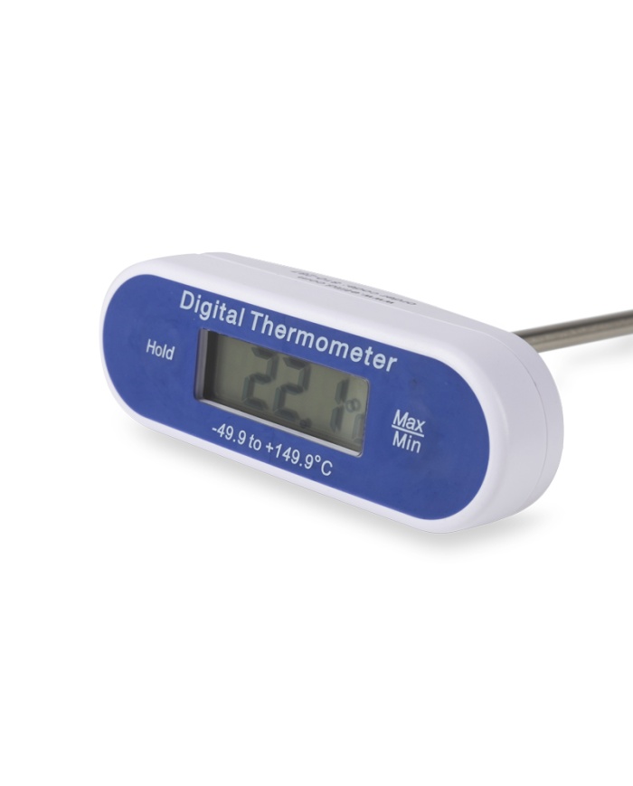 ETI Vattentät instickstermometer 300mm, med display riktad uppåt, med skydd och min- / maxvisning