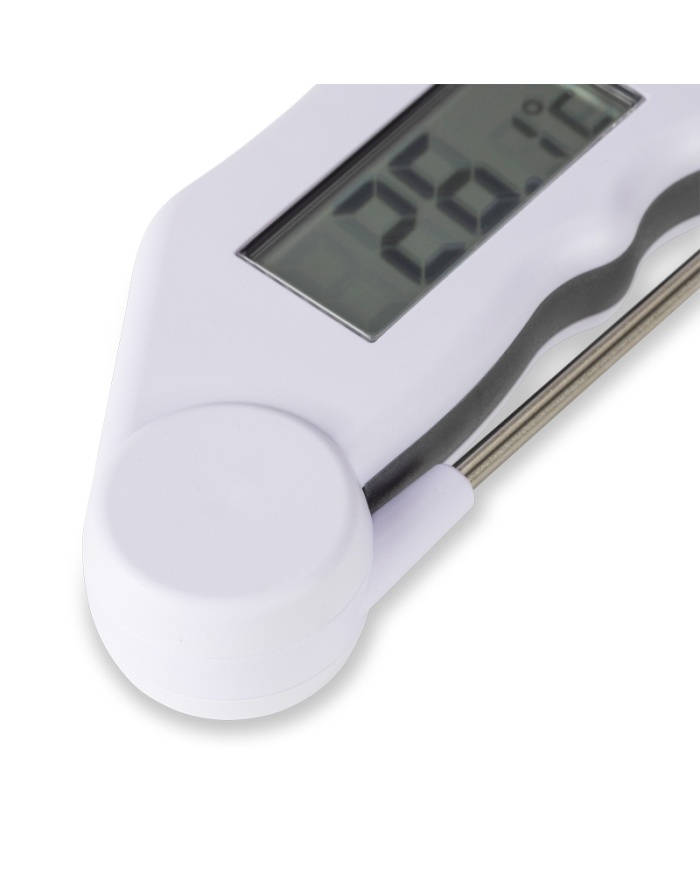 ETI Gourmet-termometer, infällbar nål, vattentålig med knapp för korrekt visning av 0°C i isbad - vit