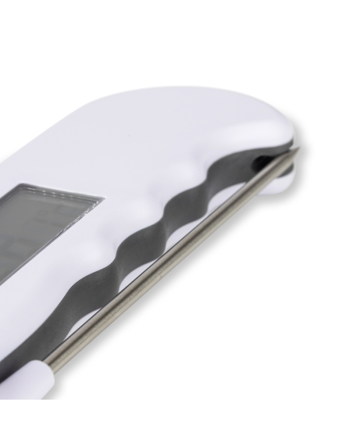 ETI Gourmet-termometer, infällbar nål, vattentålig med knapp för korrekt visning av 0°C i isbad - vit