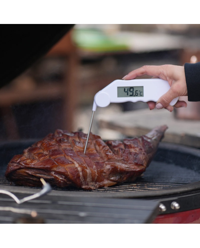 ETI Gourmet-termometer, infällbar nål, vattentålig med knapp för korrekt visning av 0°C i isbad - vit