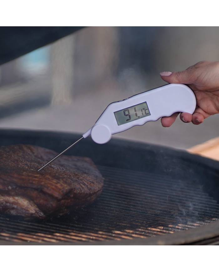 ETI Gourmet-termometer, infällbar nål, vattentålig med knapp för korrekt visning av 0°C i isbad - vit