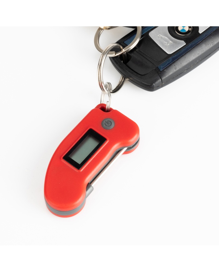 ETI Digital miniatyr-termometer med insticksnål. Kan fästas på din nyckelknippa. Röd.