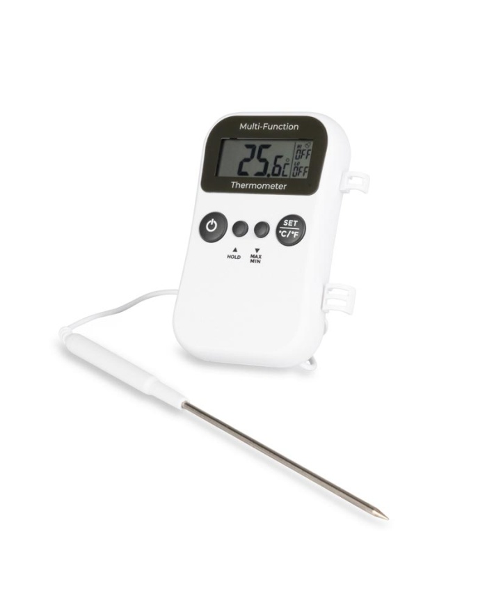ETI Digital catering-termometer, med insticksgivare, Ø3.5 x 125mm, på 1m kabel. Enkel kalibreringsfunktion i isbad.