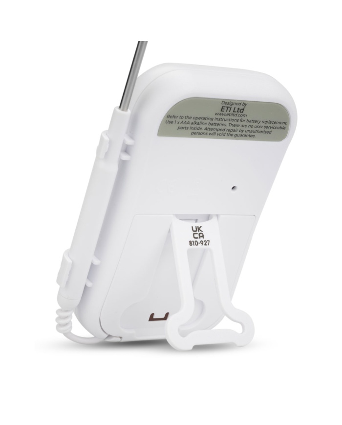 ETI Digital catering-termometer, med insticksgivare, Ø3.5 x 125mm, på 1m kabel. Enkel kalibreringsfunktion i isbad.