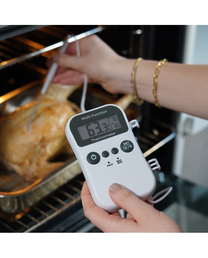 ETI Digital catering-termometer, med insticksgivare, Ø3.5 x 125mm, på 1m kabel. Enkel kalibreringsfunktion i isbad.