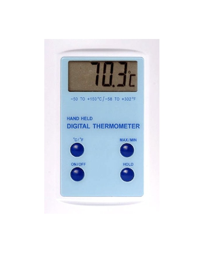 ETI Digital catering-termometer, med insticksgivare, Ø3.5 x 125mm, på 1m kabel. Enkel kalibreringsfunktion i isbad.