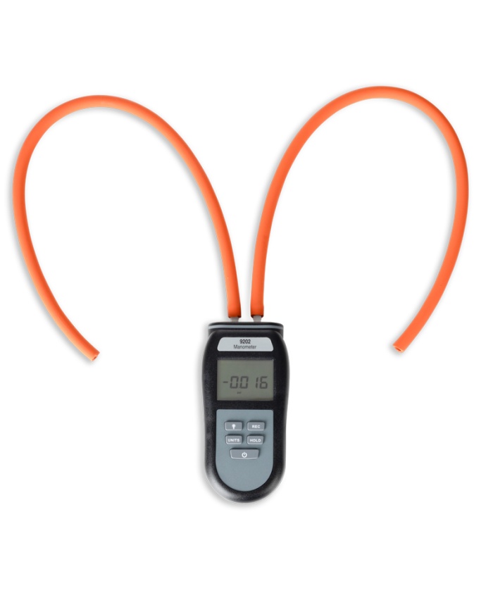 ETI Manometer modell 9202, tryckmätare för mätning av positivt och negativt differenstryck, Max & Min. Mätområde ±137.9 mbar