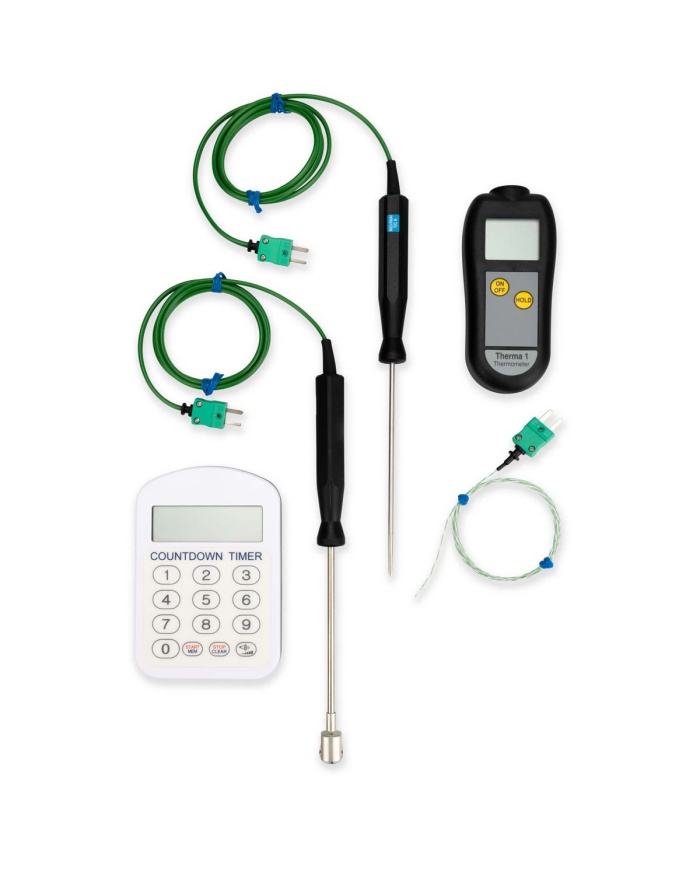 ETI Termometer-kit för legionella-kontroller för vattentemperatur. Innehåller termometer Therma® 1, insticksgivare, ytgivare, trådgivare, timer, bärväska, m.m.