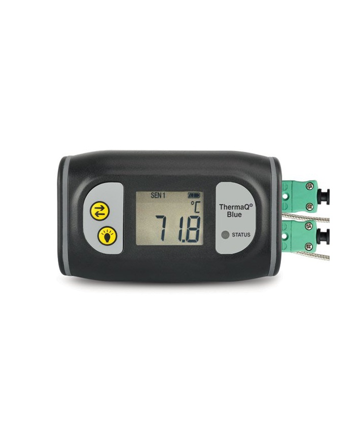 ETI ThermaQ® Blue termometer. 2-kanalig temperaturmätning, Typ K, med Bluetooth-överföring av mätdata till din mobil. Gratis app. Kalibreringscertifikat.