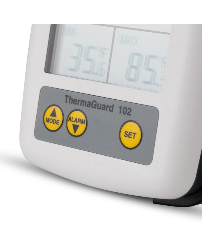 ETI Kyl & Frystermometer ThermaGuard® 102, med 2 st externa givare med vardera 2m kabel. Inkluderar UKAS kalibreringscertifikat för -18, 0°C.